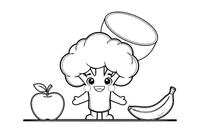 Kawaii Cute broccoli with a cheerful face – Kawaii Cute Food coloring page
