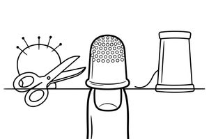 A thimble on a fingertip – Sewing & crafts Object coloring page