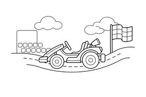 A go-kart zooming around a track – Sport Sport Cars coloring page