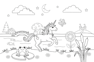 Unicorn Lake – Enchanted Unicorn Magic coloring page