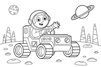 An astronaut driving a space rover – Astronaut coloring page