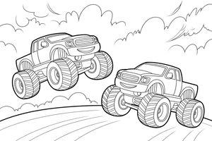 Monster Truck two trucks racing – Monster Truck Sport Race Series coloring page
