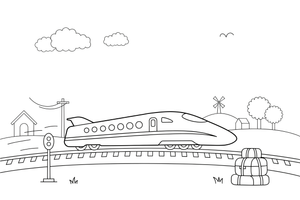 A high-speed train with a pointed nose – Rail Rail coloring page