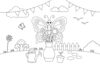 Butterfly with a Bouquet in a Vase – Butterfly In Floral Scenes coloring page