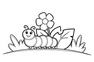 A caterpillar munching a big hole in a leaf – Insects & Bugs Insect coloring page