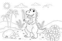 T-Rex munching on tall leaves – T-Rex Dino Moments coloring page