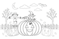 Halloween pumpkin patch – Halloween Autumn Creatures coloring page