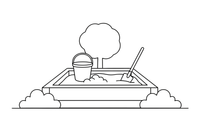 A sandbox with a bucket and spade – Playground coloring page