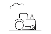A big friendly tractor with one small front wheel and one big back wheel – Classic Tractor Farm coloring page