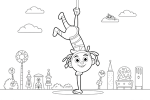 An acrobat balancing on one hand – Creative Artist Performer coloring page
