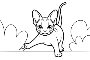 Sphynx stretching before a jump – Sphynx Cat in Motion coloring page