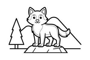 A wolf on a mountain at sunset – Wild Wolf Pack coloring page