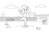 A pitcher winding up to throw – Baseball Baseball coloring page