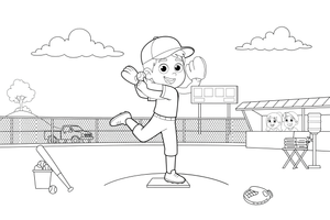 A pitcher winding up to throw – Baseball Baseball coloring page