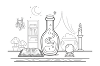 A tall potion bottle with a swirl of liquid – Enchanted Magic Item coloring page