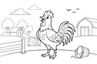 A close-up of a proud rooster – Rooster Farm Animal coloring page