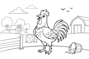 A close-up of a proud rooster – Rooster Farm Animal coloring page