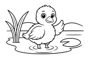 A fluffy baby flamingo chick – Flamingo Pond coloring page
