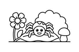 A spider on a leaf in the garden – Spiders coloring page