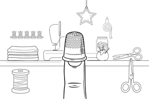 A thimble on a fingertip – Sewing & crafts Object coloring page