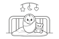 A baby swaddled snugly in a blanket – Baby coloring page