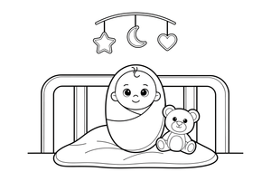 A baby swaddled snugly in a blanket – Baby coloring page