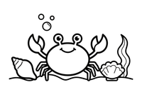 A crab on the sea floor with shells – Crabs coloring page