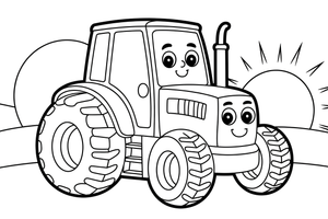 Tractor at Sunrise – Farm Tractors coloring page