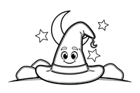 A witch hat with stars – Witch coloring page