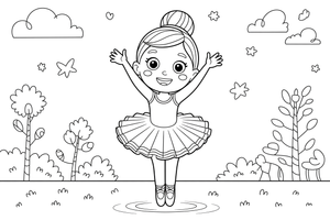 A ballerina on her tiptoes (turi ballerina) – Dancing Dancing coloring page