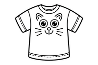 One big t-shirt with a fun shape on the front (outlined, no fill), close up – Clothes & Fashion coloring page