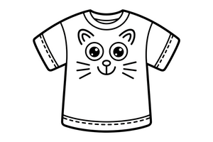 One big t-shirt with a fun shape on the front (outlined, no fill), close up – Clothes & Fashion coloring page