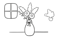 A bouquet of dried flowers and pampas grass in a tall vase – Spring Bouquet Flower coloring page