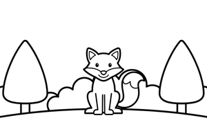 A smiling fox with a big fluffy tail – Fox in the Wild coloring page