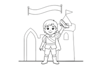 The prince holding up the glass slipper, looking for its owner – Charming Cinderella Story coloring page
