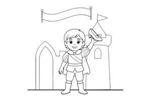 The prince holding up the glass slipper, looking for its owner – Charming Cinderella Story coloring page