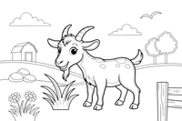 A goat eating grass – Goat coloring page