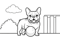 French bulldog playing with a ball – Playful French Bulldog Dog coloring page