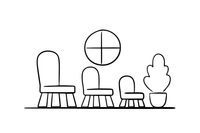 Three chairs in a row: a big one, a middle one and a little one – Goldilocks and the Three Bears Story coloring page