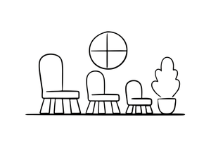 Three chairs in a row: a big one, a middle one and a little one – Goldilocks and the Three Bears Story coloring page