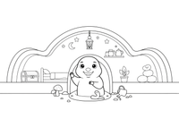 A mole peeking out of its tunnel under the ground – Animal Homes coloring page
