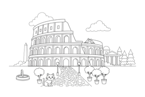 The Colosseum in Rome – Famous Landmarks coloring page