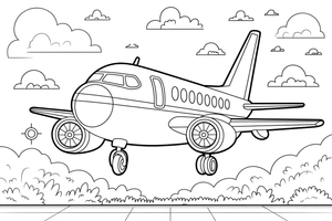 Airplane Coming in to Land – Airplane Sky Scenes coloring page