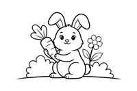 A rabbit nibbling a big carrot – Rabbit coloring page
