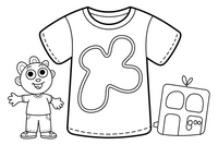 One big t-shirt with a fun shape on the front (outlined, no fill), close up – Clothes & Fashion coloring page