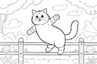 Ragdoll Cat balancing on a fence – Ragdoll Cat at Play coloring page