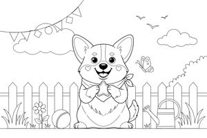 Corgi with a treat – Corgi Dog Playtime coloring page