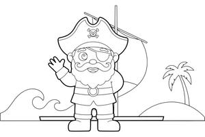A pirate with a hat and eye patch – Adventurous Pirate coloring page