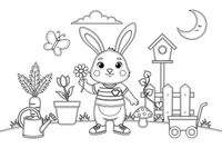 A bunny standing up with ears perked – Playful Bunny Pet coloring page