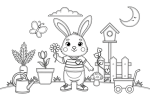 A bunny standing up with ears perked – Playful Bunny Pet coloring page